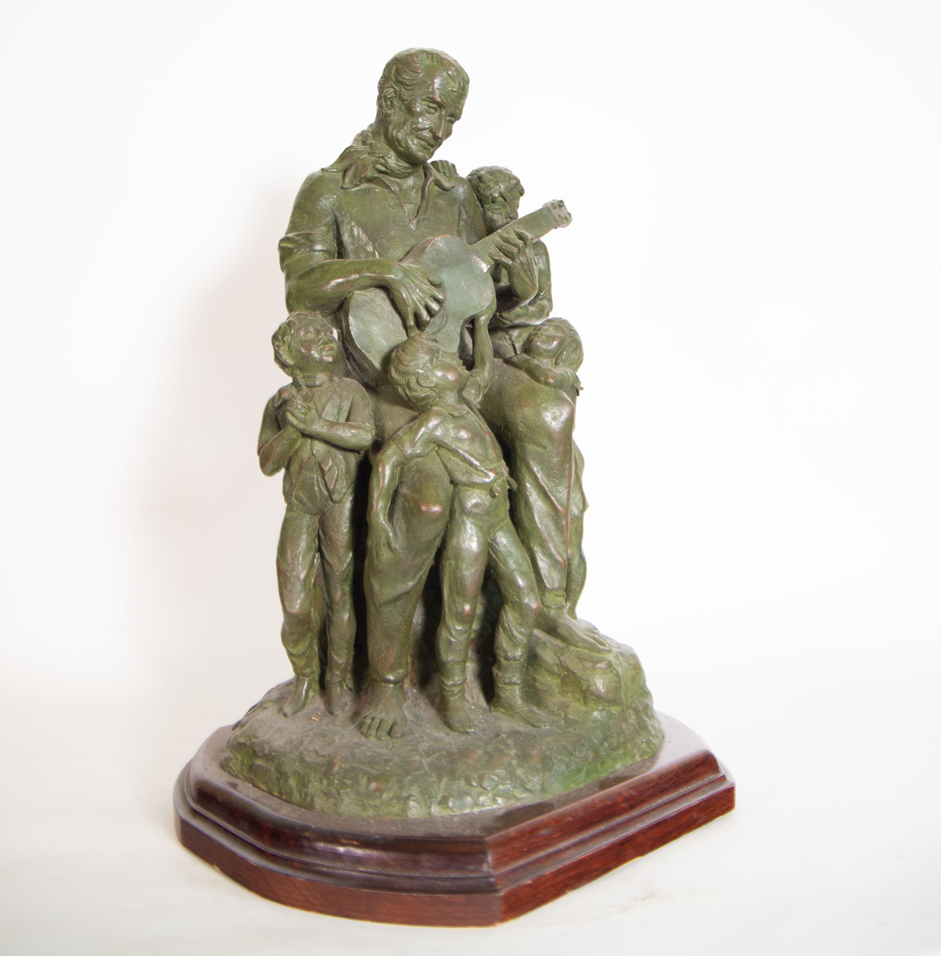 "The Music Lesson", sculptural group in patinated bronze with a wooden base, 20th century - Bild 5 aus 7