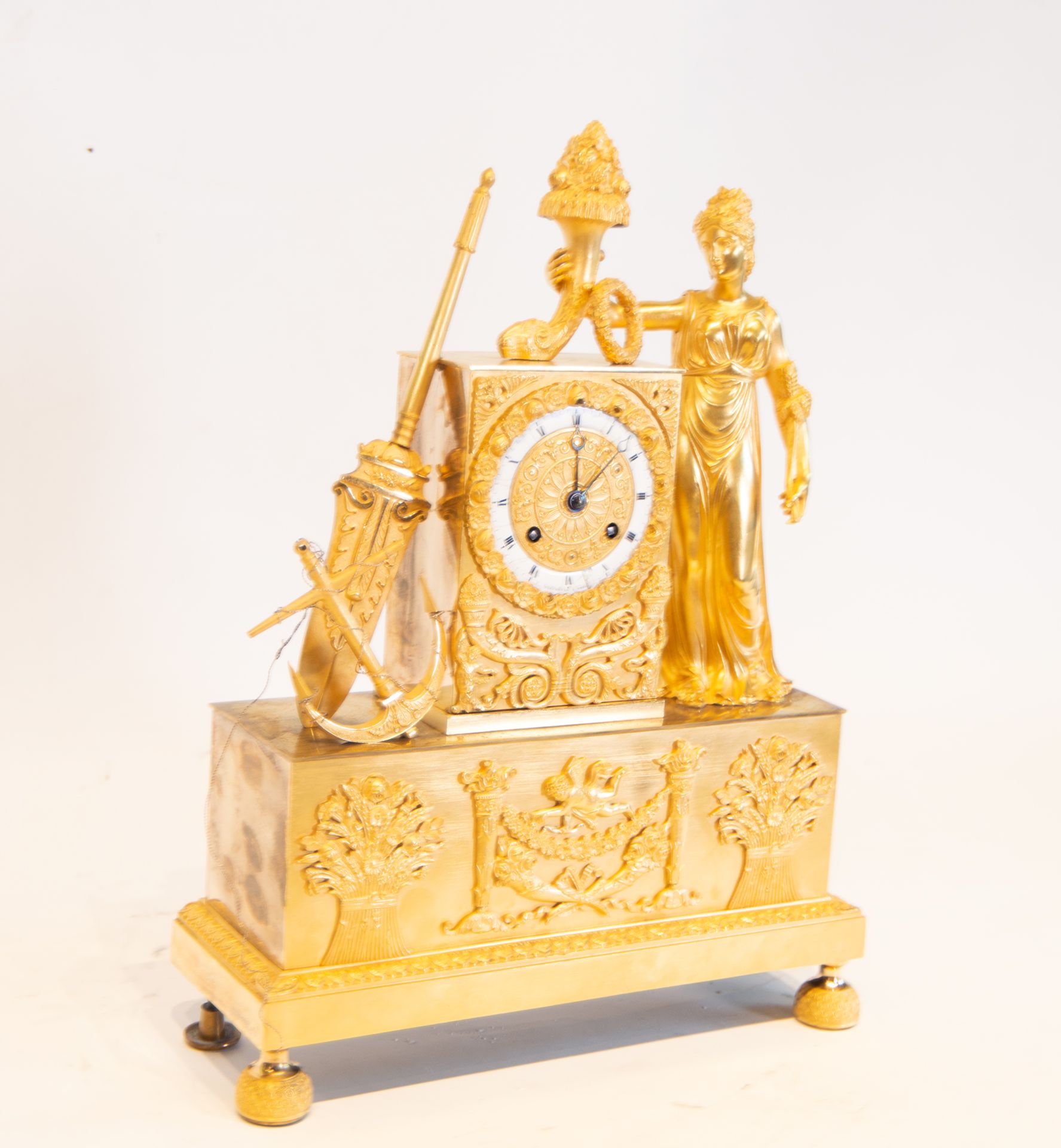 Important French gilt bronze tabletop clock representing the Goddess Ceres in Empire style, French s - Bild 7 aus 9