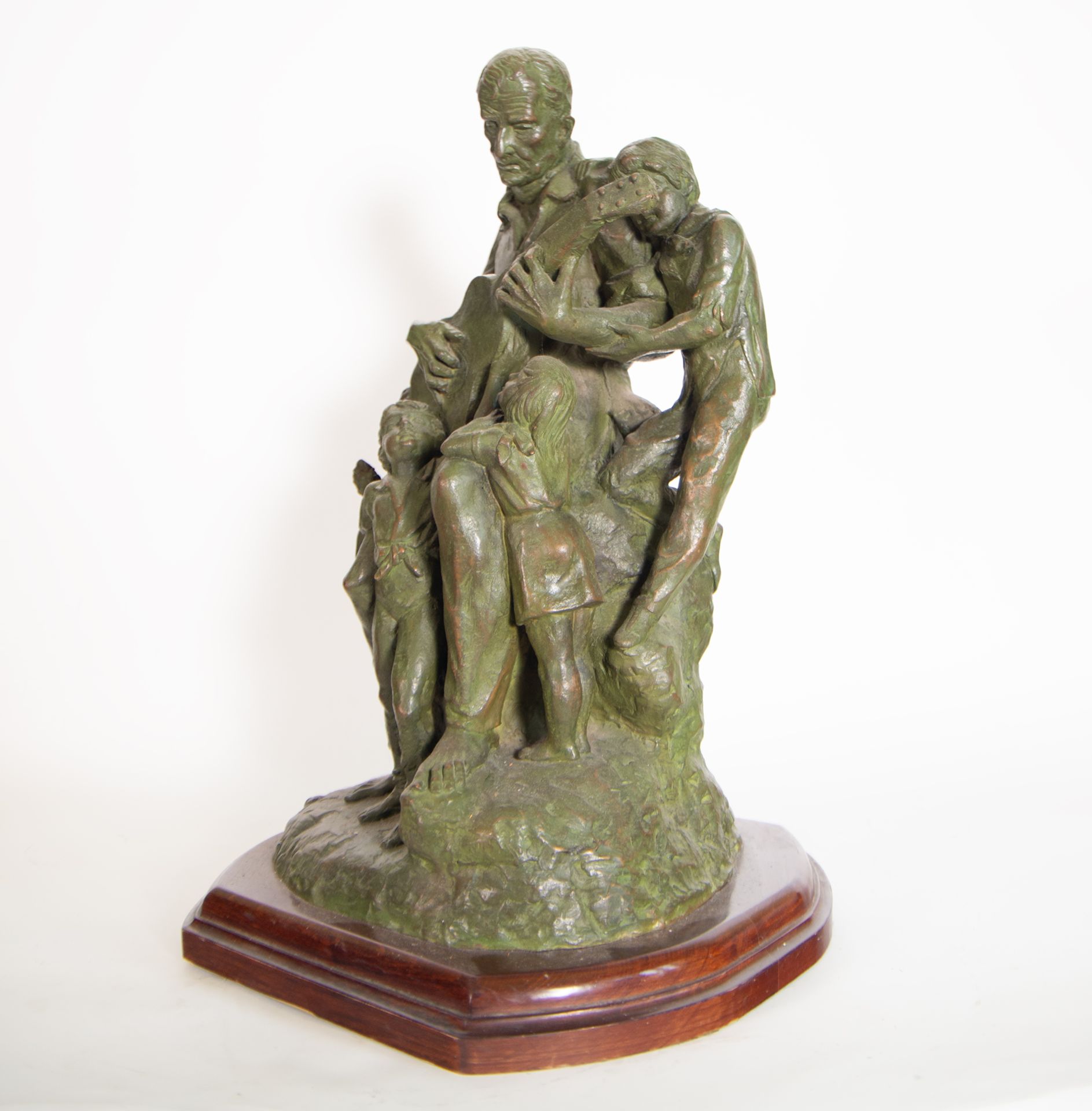 "The Music Lesson", sculptural group in patinated bronze with a wooden base, 20th century - Bild 4 aus 7