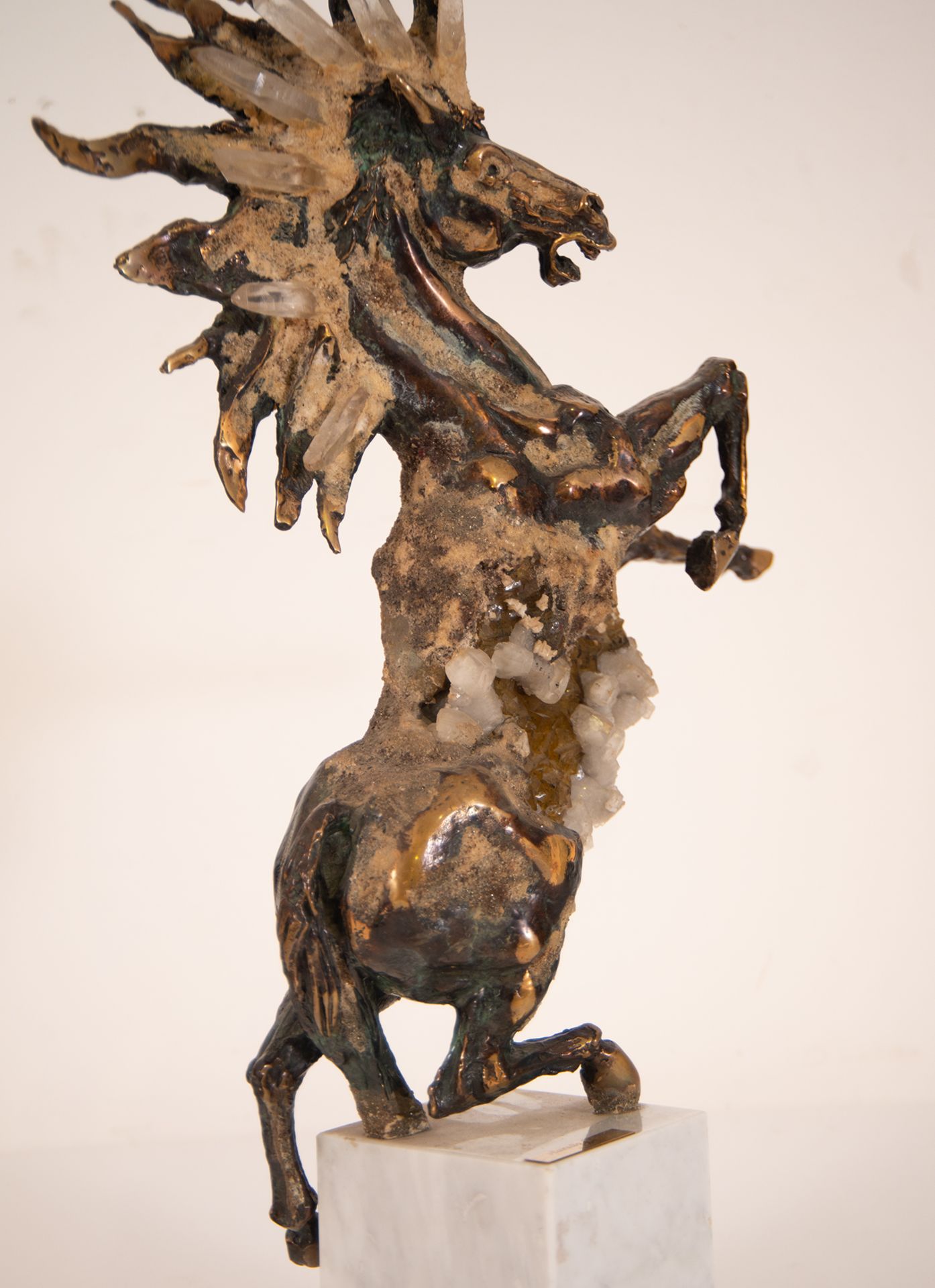 Rampant Horse in Bronze and Rock Crystal, 20th century Spanish school, signed Eduardo Cano, 1984 - Bild 5 aus 7