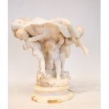 Elegant Alabaster centerpiece representing Cherubs holding an Oyster with a Lady inside, European sc