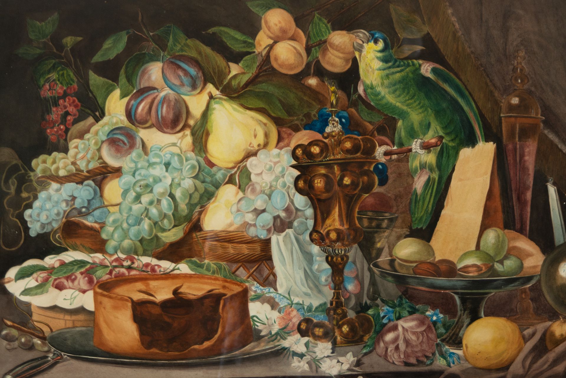 Still life of Sweets and Fruits with Bird and Cups, following Flemish models of the 17th century, It - Image 2 of 7