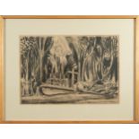 "Interior of a Forest", Drawing on Paper, signed Vaquero (Galician painter), Spanish school of the 2