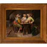 Knights of the Old Thirds of Flanders in a tavern, 19th century Italian school, signed G. Baldero