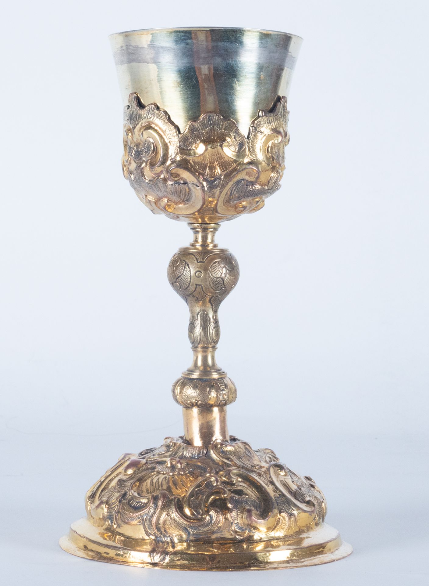French Baroque Chalice in silver and gilt bronze, Upper cup in silver, France, 18th century