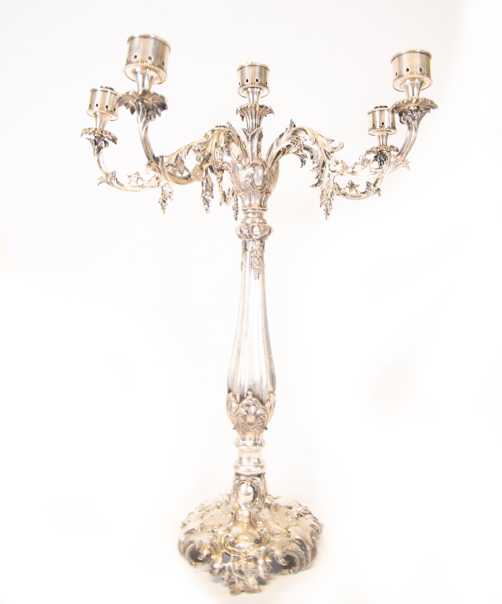 Large Pair of Victorian-style Silver-Gilt Candelabra, 19th century - Image 4 of 7