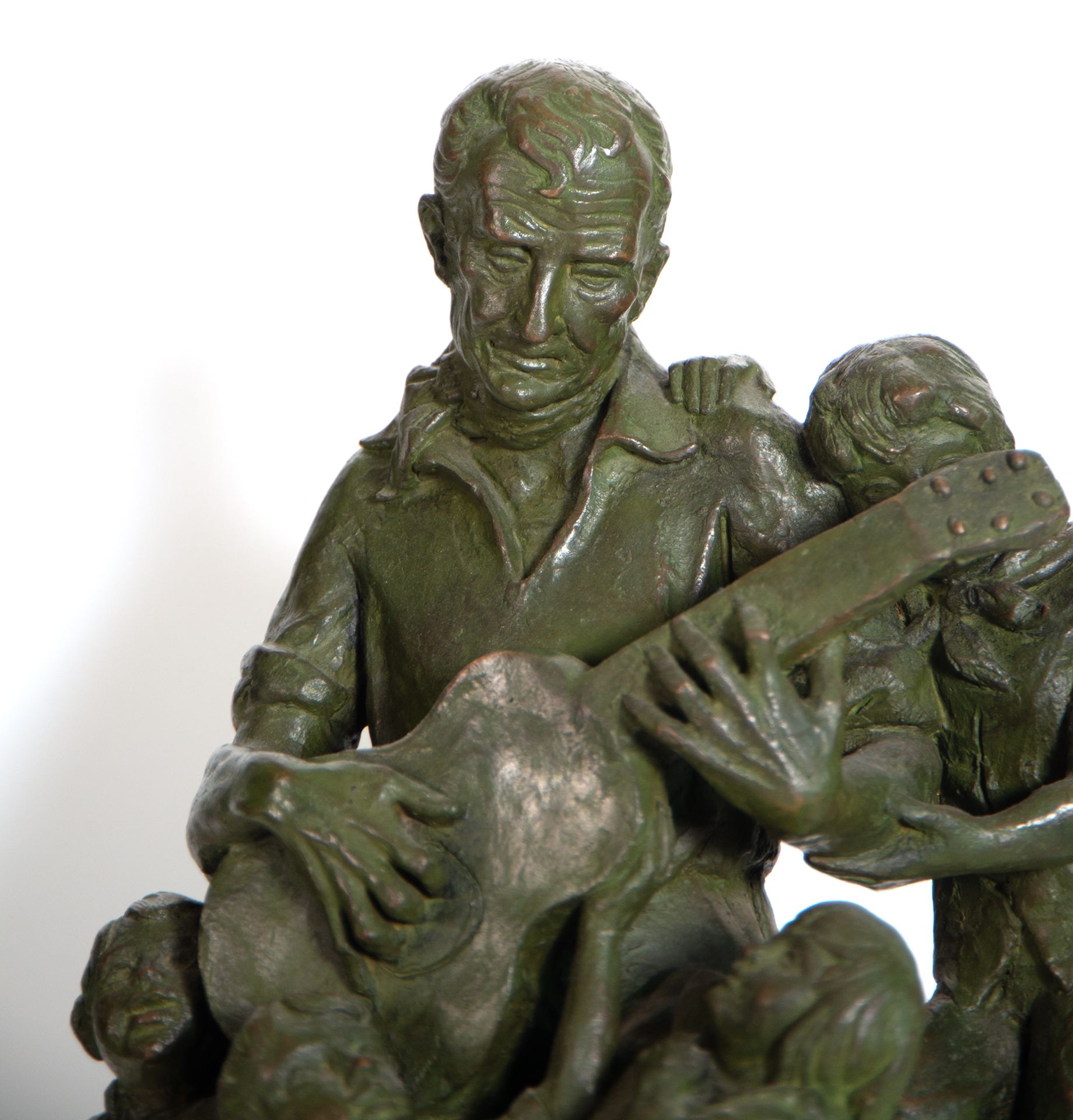 "The Music Lesson", sculptural group in patinated bronze with a wooden base, 20th century - Bild 2 aus 7