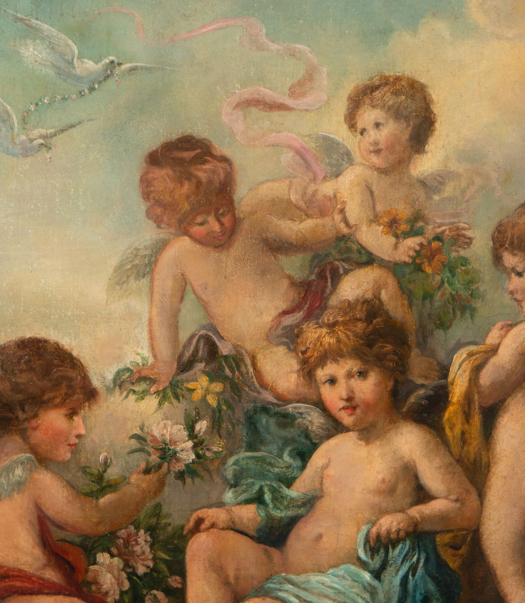 Five Cupids in Garden with Flowers, 19th century English romanticist school - Image 2 of 6