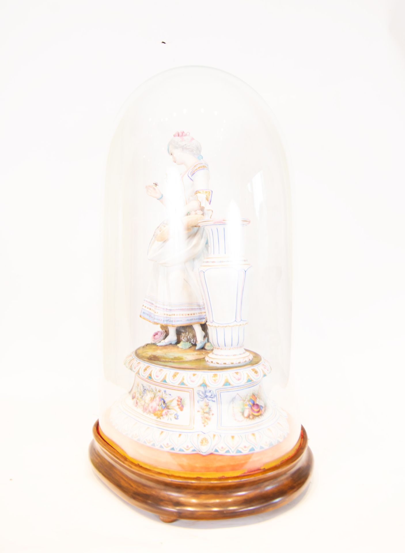 Large Pair of Figures in German Biscuit Porcelain with Crystal lanterns, German school of the 19th c - Image 7 of 9