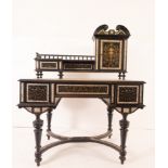 Napoleon III writing desk in ebonized wood and mother-of-pearl, 19th century French school