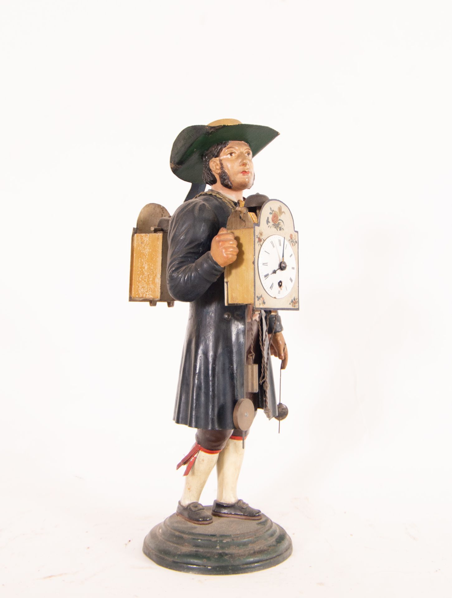 Automaton Clock with Character in polychrome tinplate, Central European school of the early 20th cen - Bild 3 aus 4