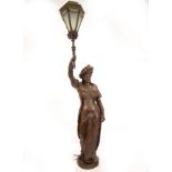 Outdoor Lamp in the shape of a Woman, in iron, European school of the 20th century