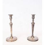 Pair of rare Carlos IV Candelabra in solid silver, Spanish school of the 18th century