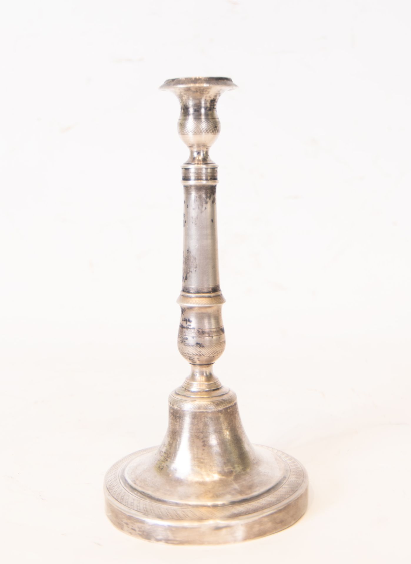 Pair of rare Fernandino candlesticks in solid silver, Spanish school of the 18th - 19th century - Image 7 of 8