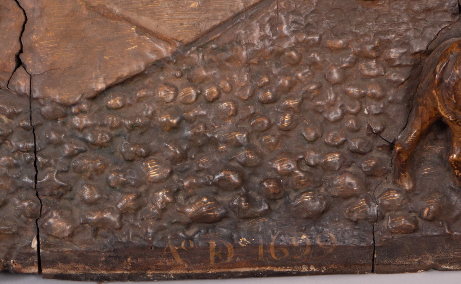 Relief in Polychrome Wood representing the sale of a Slave at the doors of the Cathedral of Seville, - Image 6 of 8