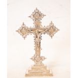 Neo-Gothic Tabletop Cross in Silver, 19th century European school