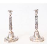 Pair of rare Fernandino candlesticks in solid silver, Spanish school of the 18th - 19th century