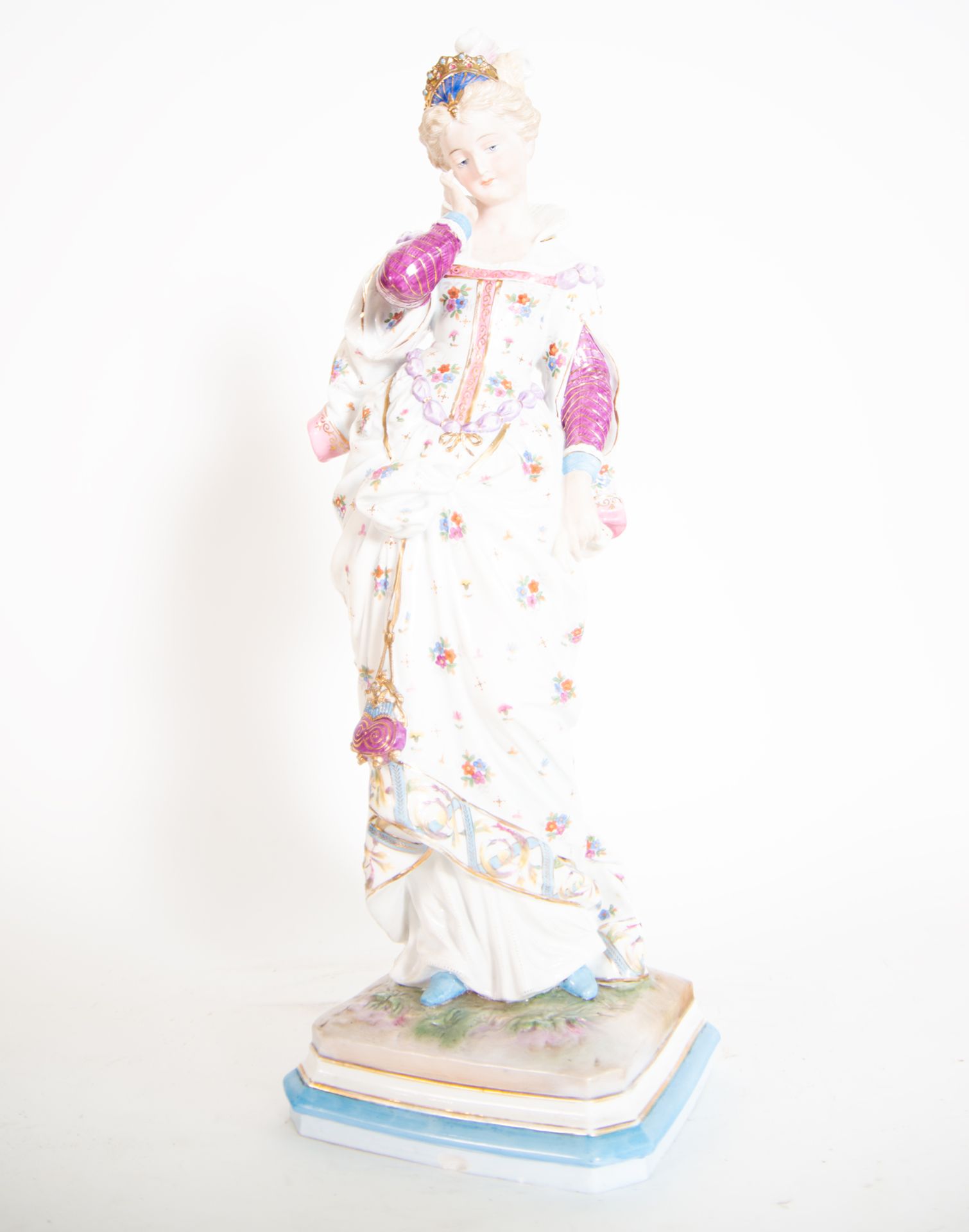 Lady and Gentleman in Polychrome Biscuit Porcelain, Vienna, 19th - 20th centuries - Image 6 of 8