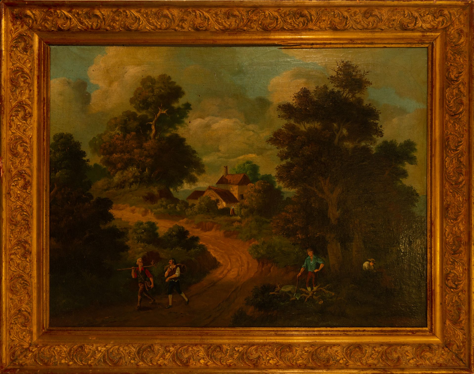 Country Scene with Peasants, 19th century Dutch school, following 17th century models
