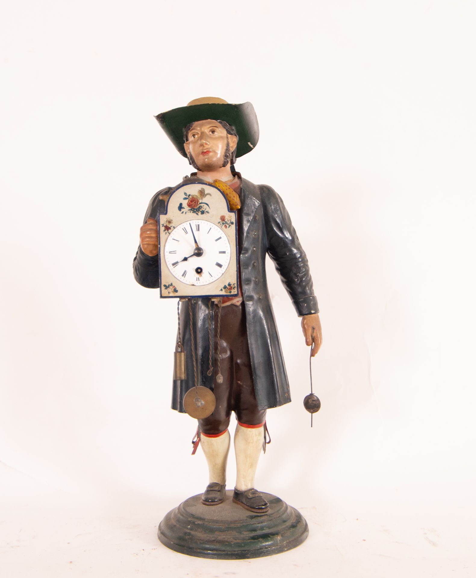 Automaton Clock with Character in polychrome tinplate, Central European school of the early 20th cen