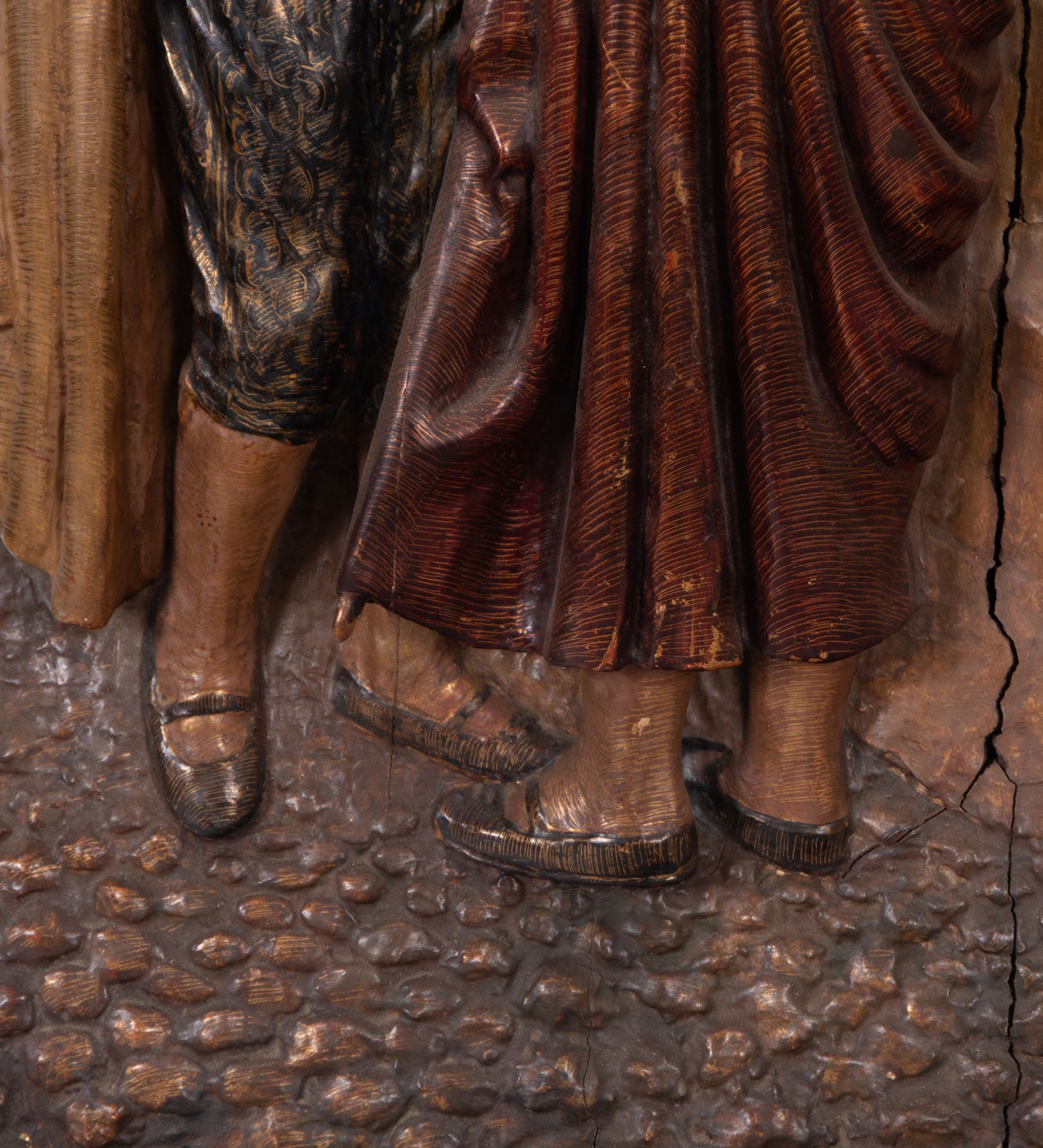 Relief in Polychrome Wood representing the sale of a Slave at the doors of the Cathedral of Seville, - Image 7 of 8