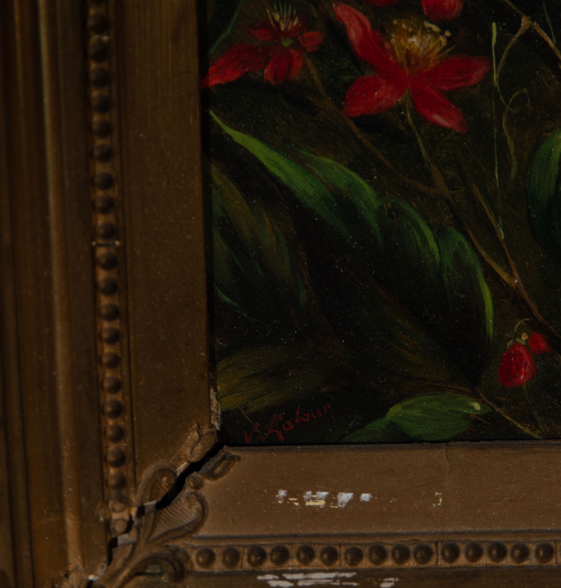 Pair of Oils on panel of Birds in a Nest, French school of the 19th century, signed V. Latour - Image 4 of 10