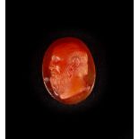 Neoclassical Carnelian cameo depicting Homer, Italy, 18th - 19th centuries