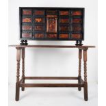 Italo Flemish Cabinet in marquetry of ebonized wood and Tortoiseshell, 17th - 19th century, 19th cen