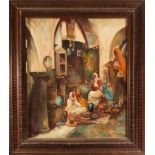 Orientalist Souk, signed J. Miró, Valencian school of the 19th century