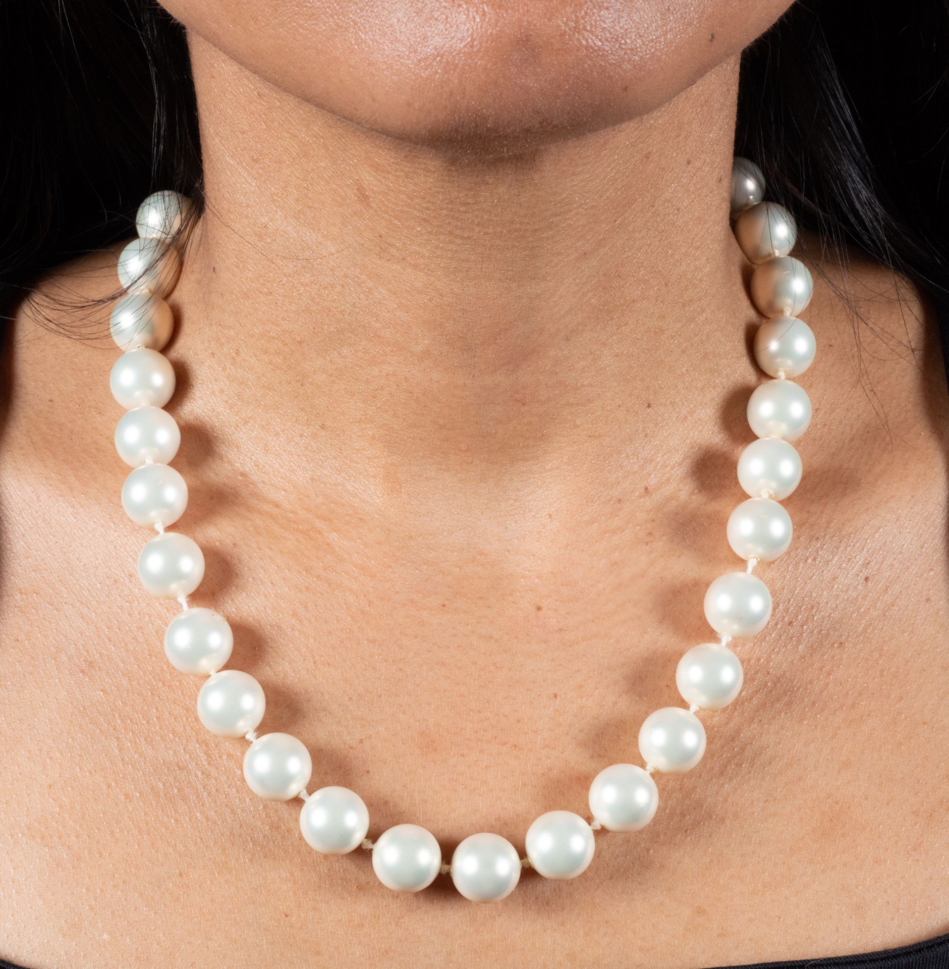 Australian cultured pearl necklace with white gold and diamond clasp