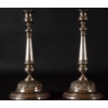 Pair of elegant Neoclassical sterling silver candlesticks, first half of the 19th century, Marks of