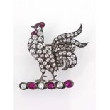 Large 19th century brooch in the shape of a Rooster