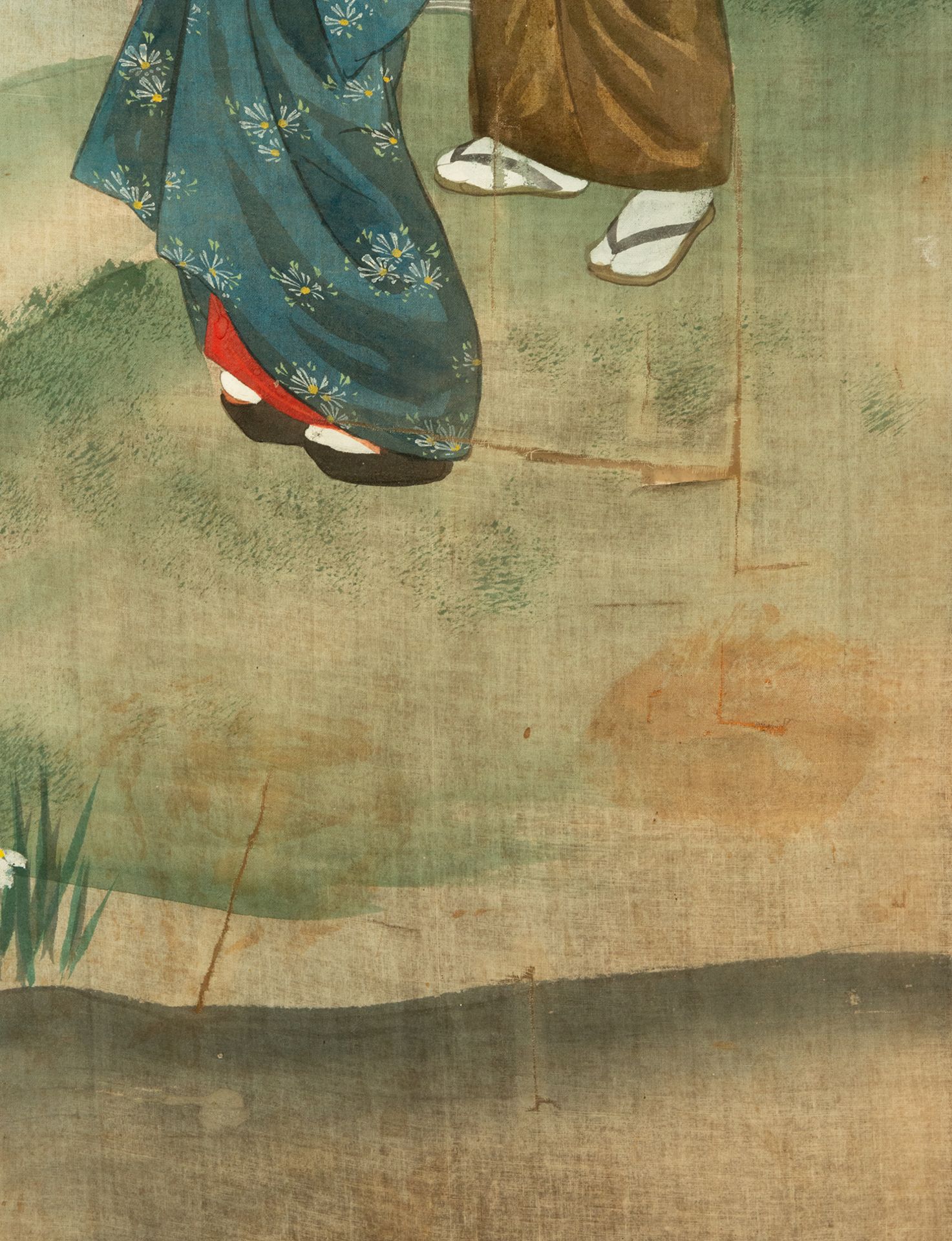 Exquisite lot of four hand-painted Japanese Silk Panels depicting Spring, Japan, Edo Period, 18th -  - Bild 5 aus 19