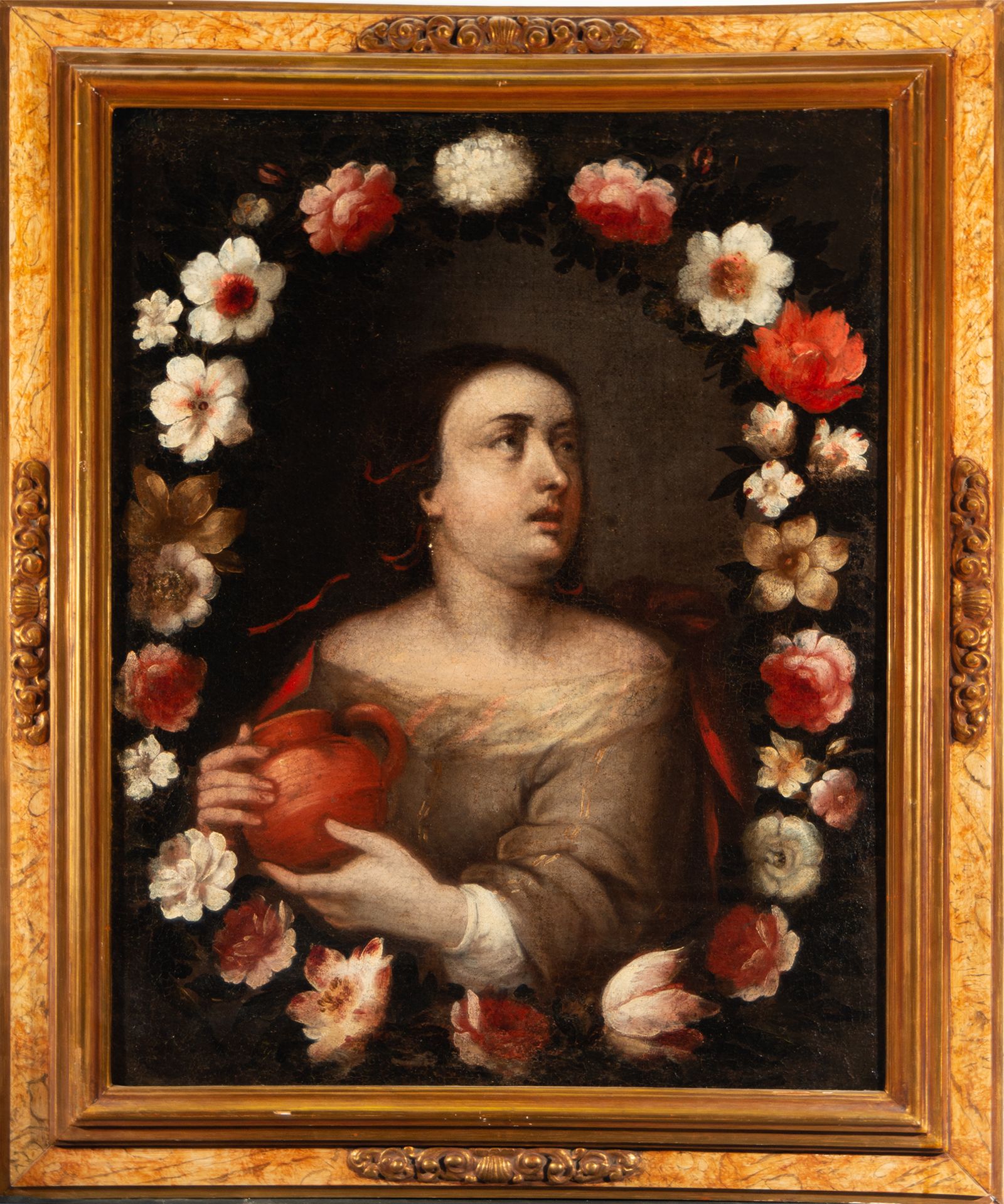 Sainte Rufine in Flower Garland, Andalusian school of the 17th century, in the manner of Antonio de 