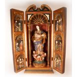 Large Immaculate Virgin in Wood, polychrome and with head and limbs in Ivory, attached CITES, 20th c