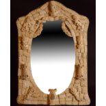 Finely Carved Bone Mirror, Dieppe, France, 19th Century