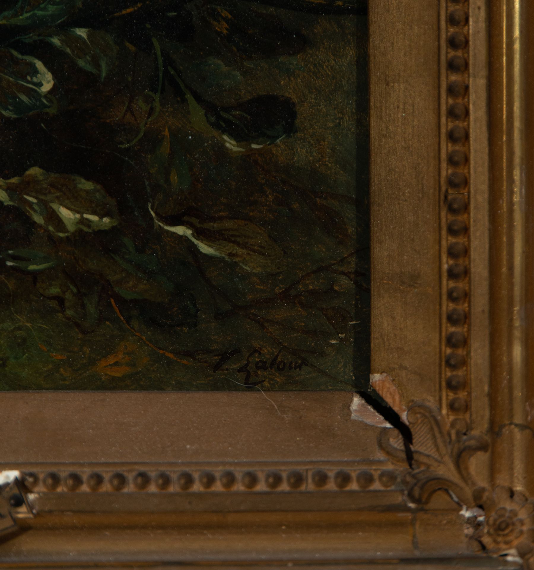 Pair of Oils on panel of Birds in a Nest, French school of the 19th century, signed V. Latour - Image 8 of 10