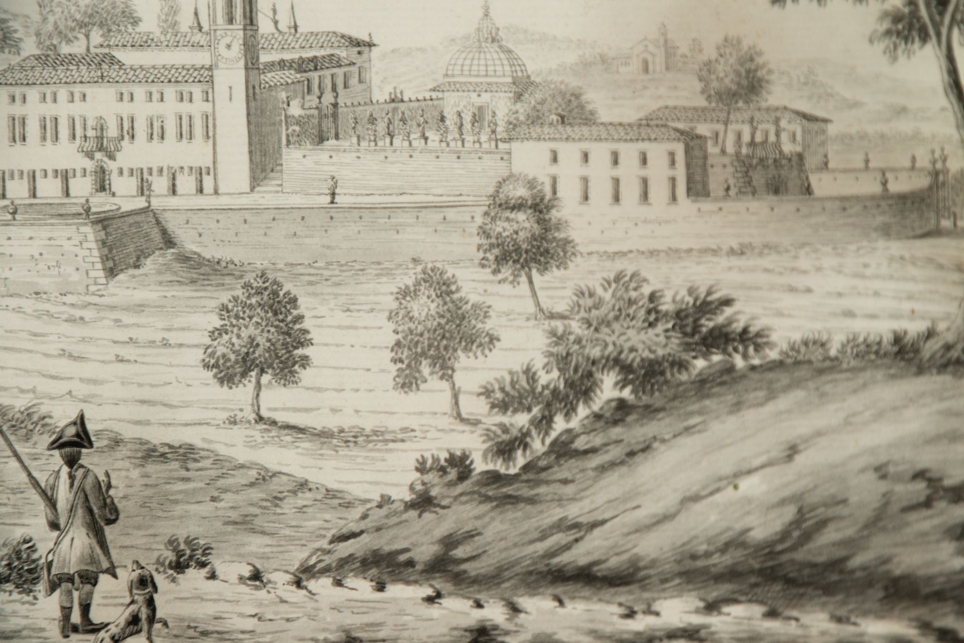 View of Tuscan Villa in ink on paper, Italian school of the 18th century - Image 3 of 5