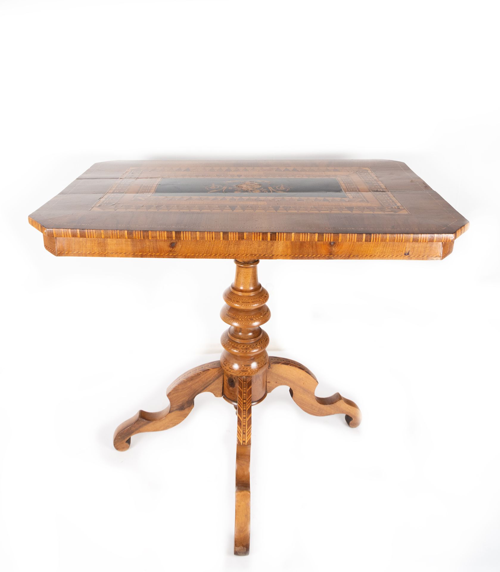 Important side table in marquetry, Carlos IV period, 18th - 19th centuries - Bild 8 aus 8