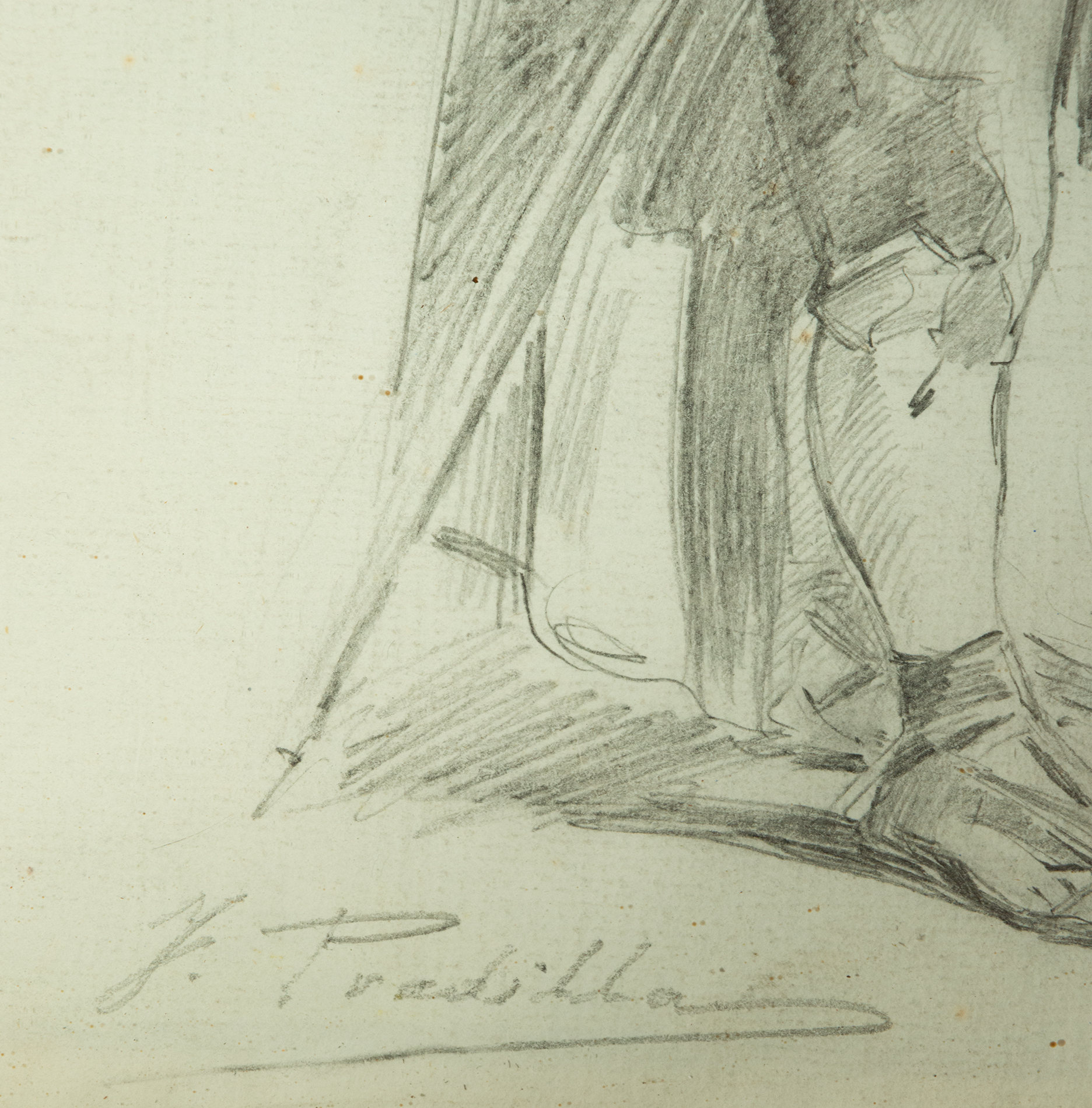 Charcoal by Maño with Guitar, Francisco Pradilla y Ortiz (Villanueva de Gállego, July 24, 1848-Madri - Image 4 of 5