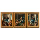 Ascension of Mary, The Descent of Christ and The Ascension of Mary, set of three copper, Italian sch