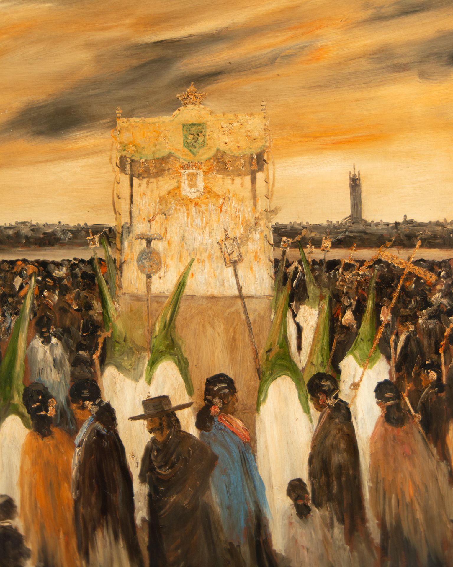 Pair of Holy Week processions, 20th century Spanish school, signed María Ramos - Image 2 of 13