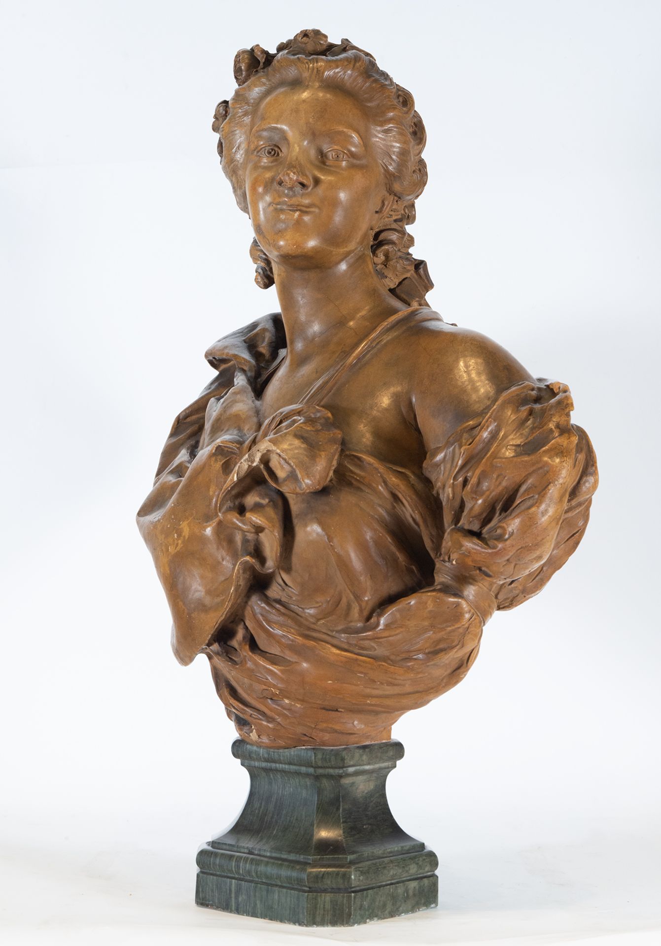 Large Bust of French Noble Lady in Terracotta, France, 18th century - Image 2 of 6