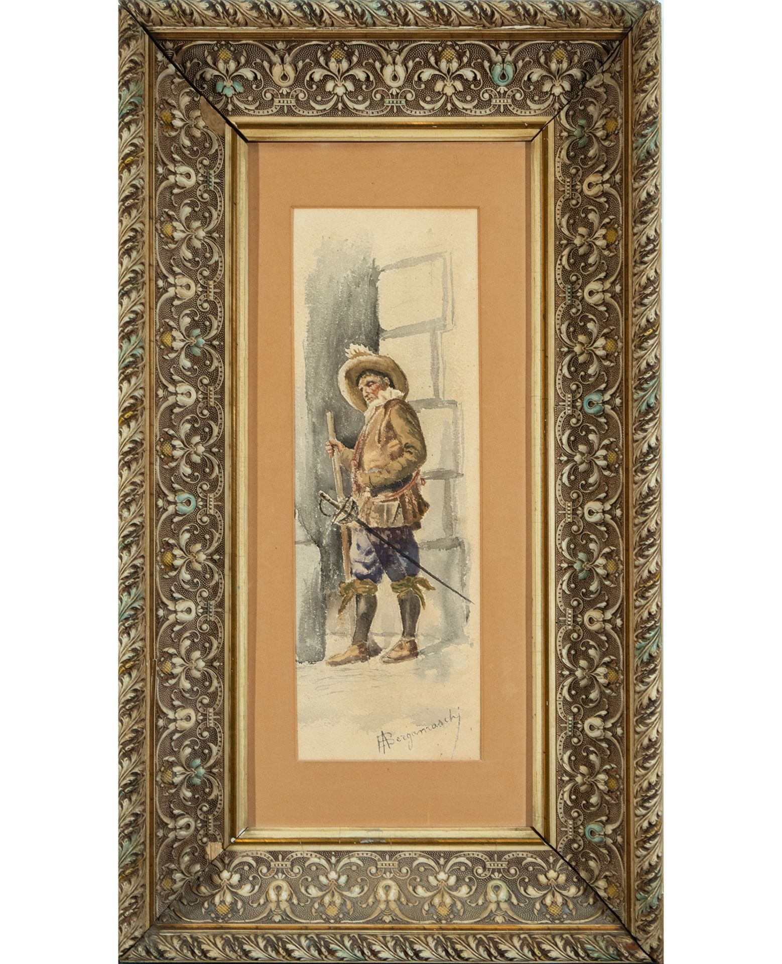 Pair of Musketeer and Musician Watercolors on Paper, 19th century Italian school - Image 5 of 8