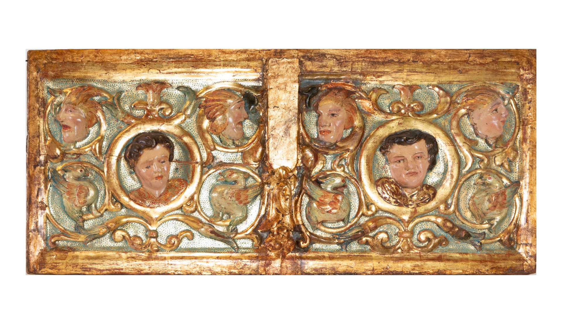 Plateresque Altar ceiling light in gilt and polychrome wood, Castilian school of the 16th century - Image 5 of 7