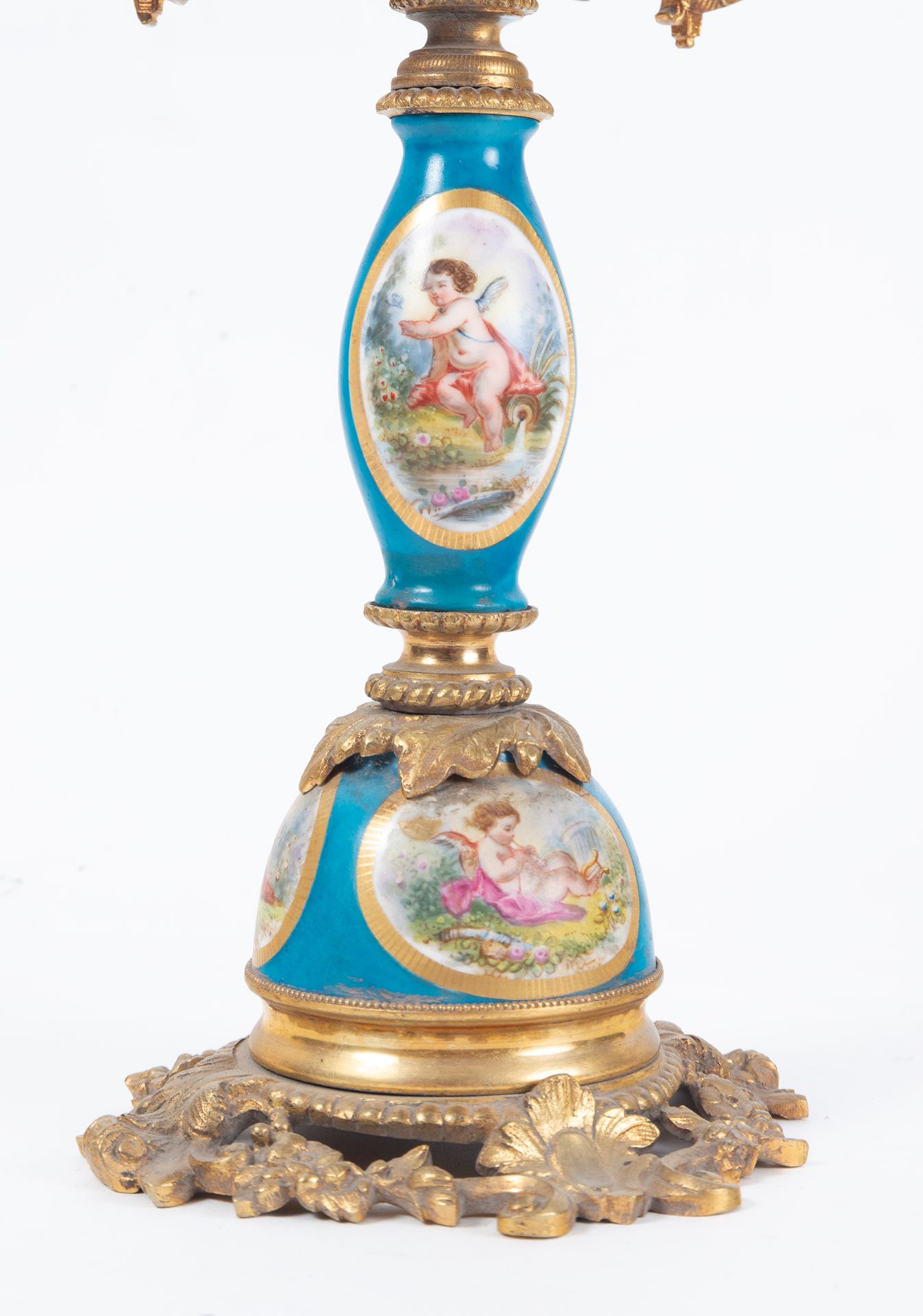 Pair of Candlesticks in Bronze and Old Paris porcelain, French school of the 19th century - Bild 3 aus 13