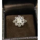18k WHITE GOLD RING WITH OLD CUT DIAMOND 6.10mm APPROX