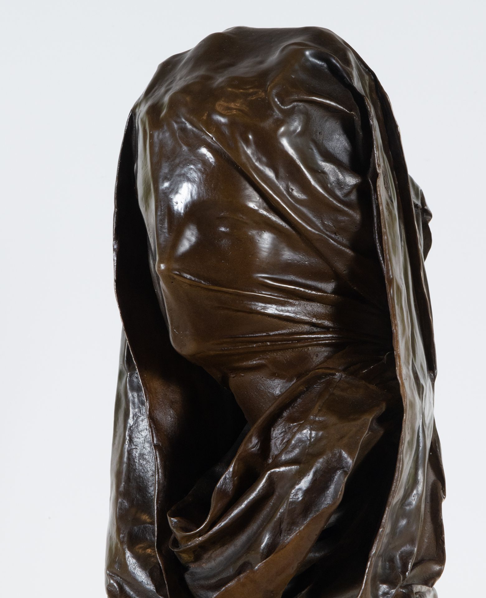 Bust of Lady with Veil, bronze sculpture, 19th century European school - Image 5 of 8