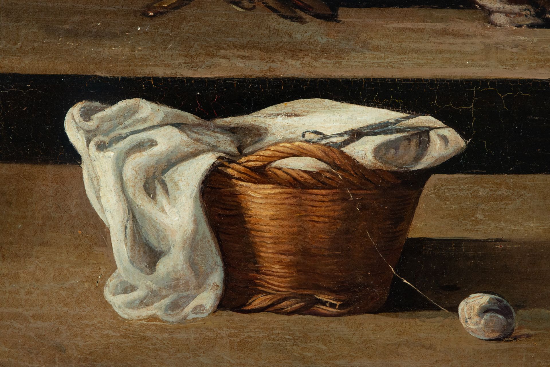 Cat next to Basket of Clothes, French school of the 19th century - Image 3 of 3