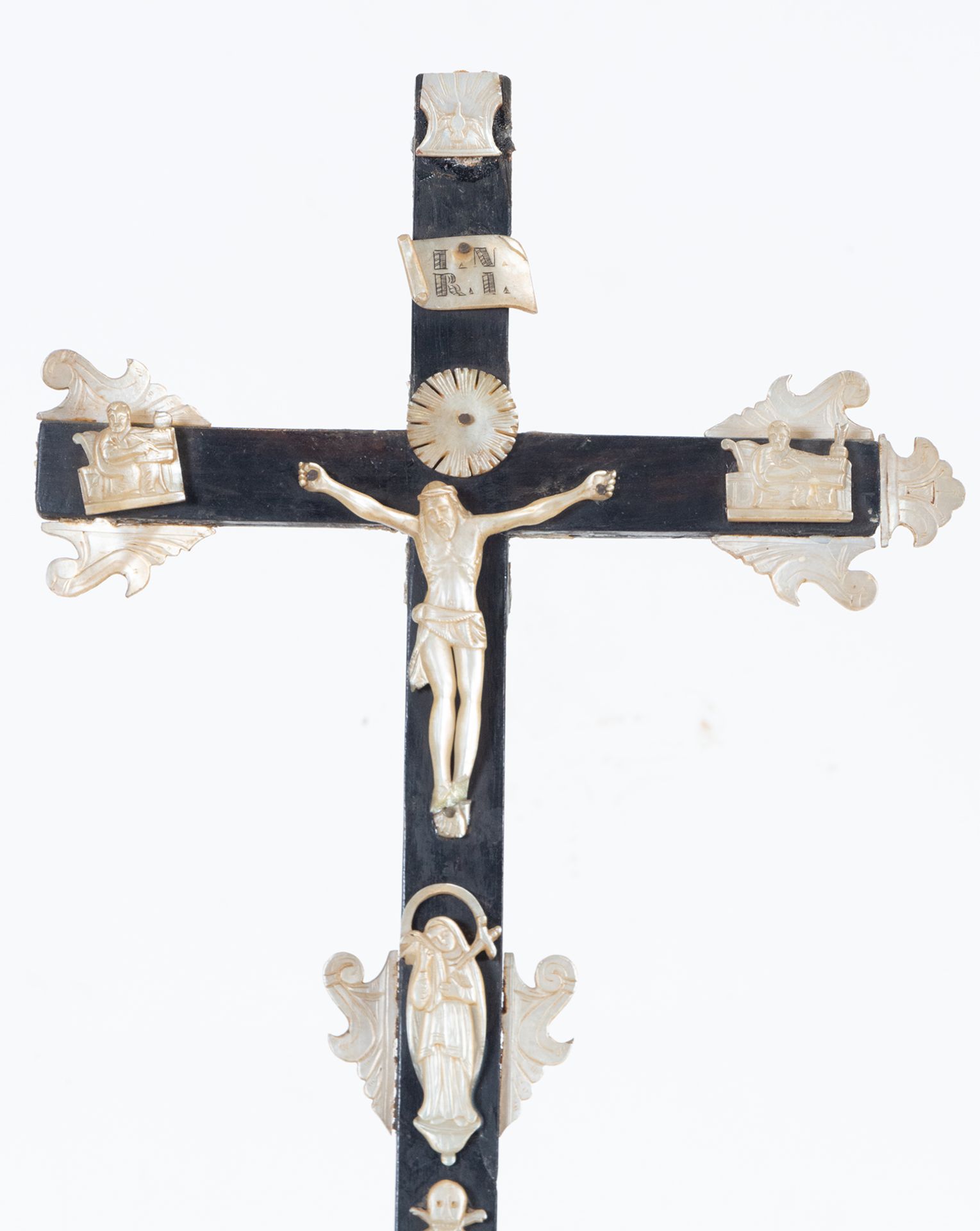Jerusalem Cross in ebonized wood and mother-of-pearl, 18th century